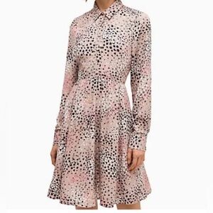 KATE SPADE  Soiree Dot Shirt dress sz 6 taupe shirred back
